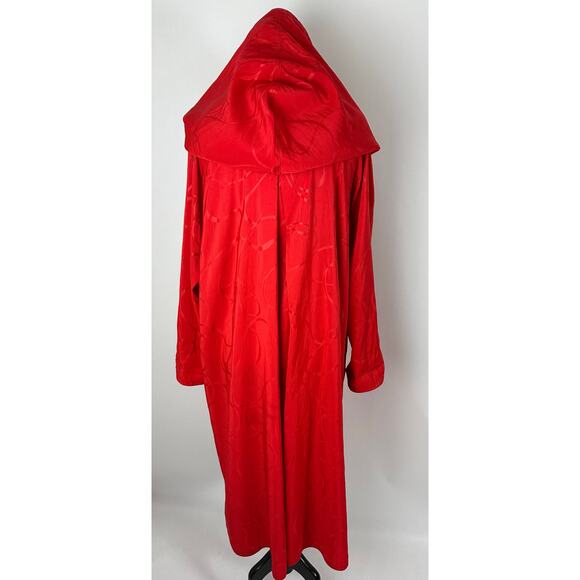 Vintage Red Rain Coat Cloak Size Medium Large Hooded Retro Chic Full Length 50s - Picture 5 of 13